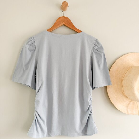 Madewell | NWT Side-Cinch Puff-Sleeve Tee in Feather Blue | Sz M - Picture 8 of 8